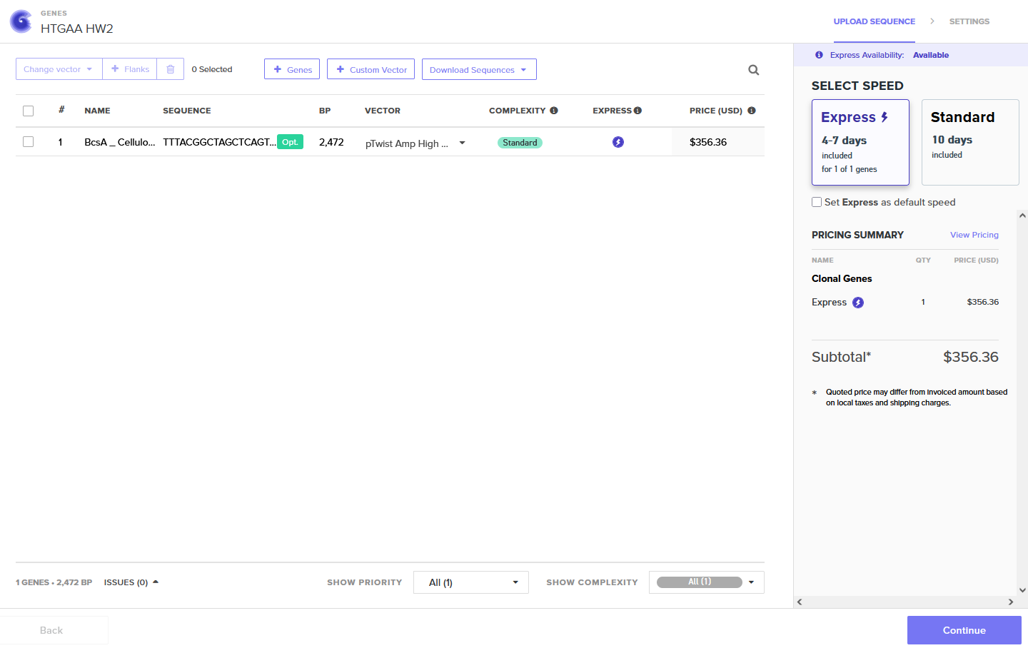 Twist Optimized Order
