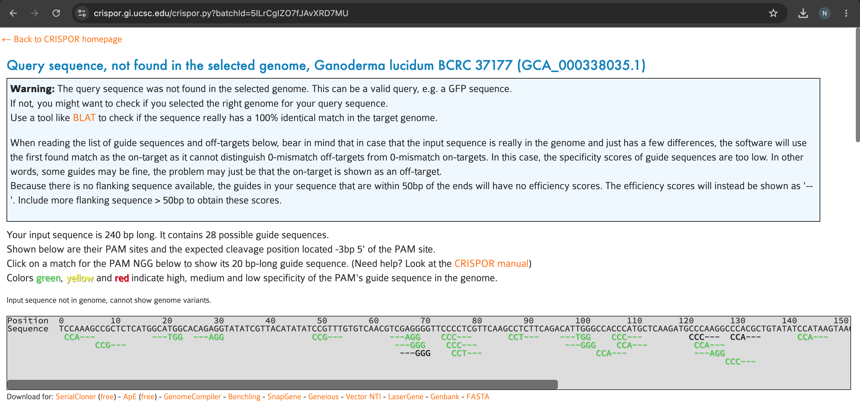 CRISPOR results 1