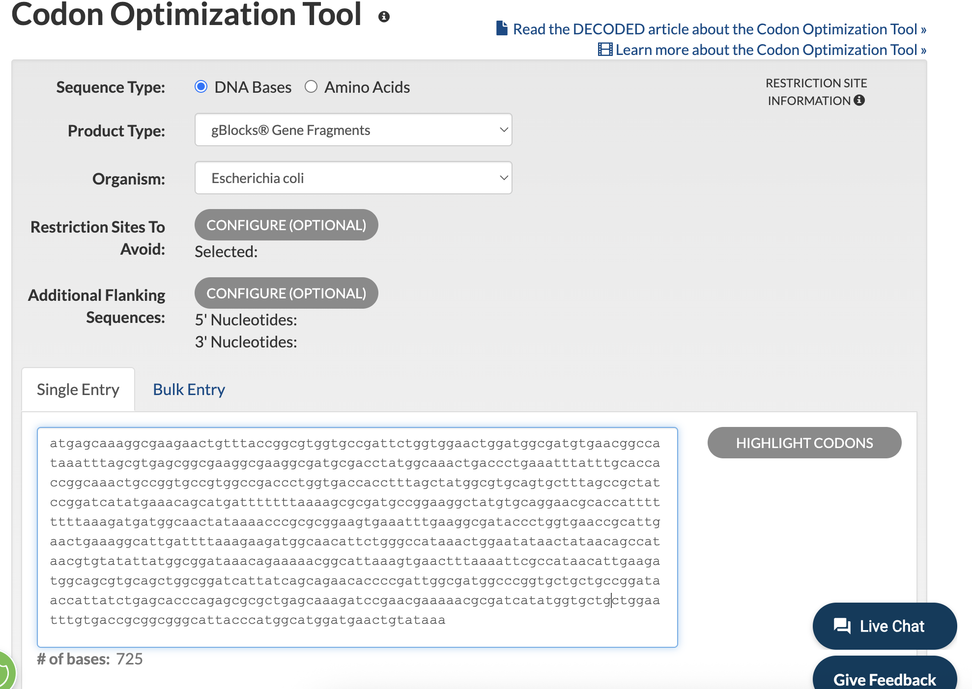 Optimization screenshot