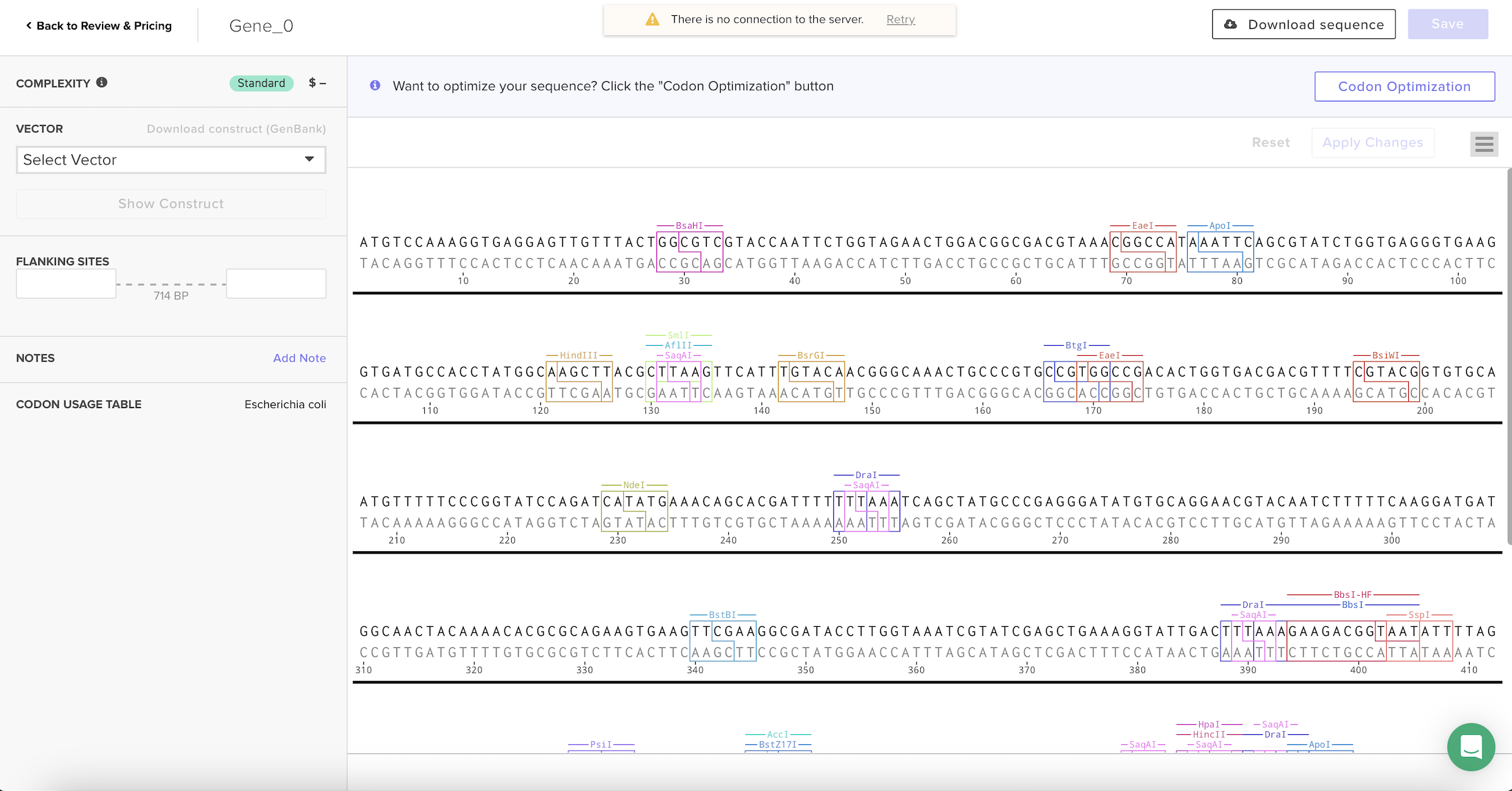 Codon optimization results