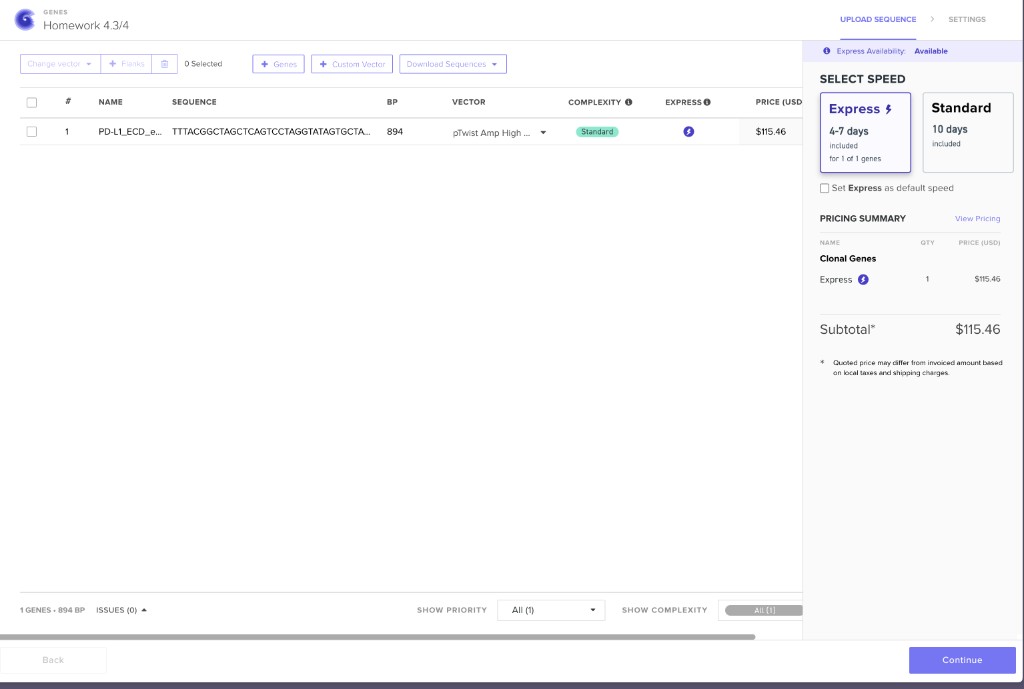 Twist Clonal Gene Order
