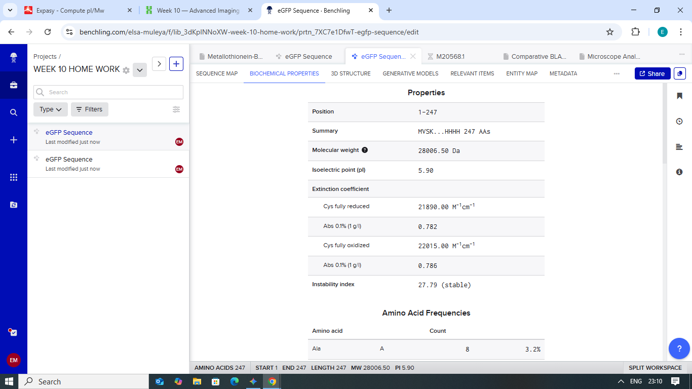 Benchling primary sequence analysis