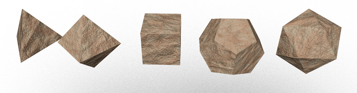 Platonic Solids cast in Mycelium