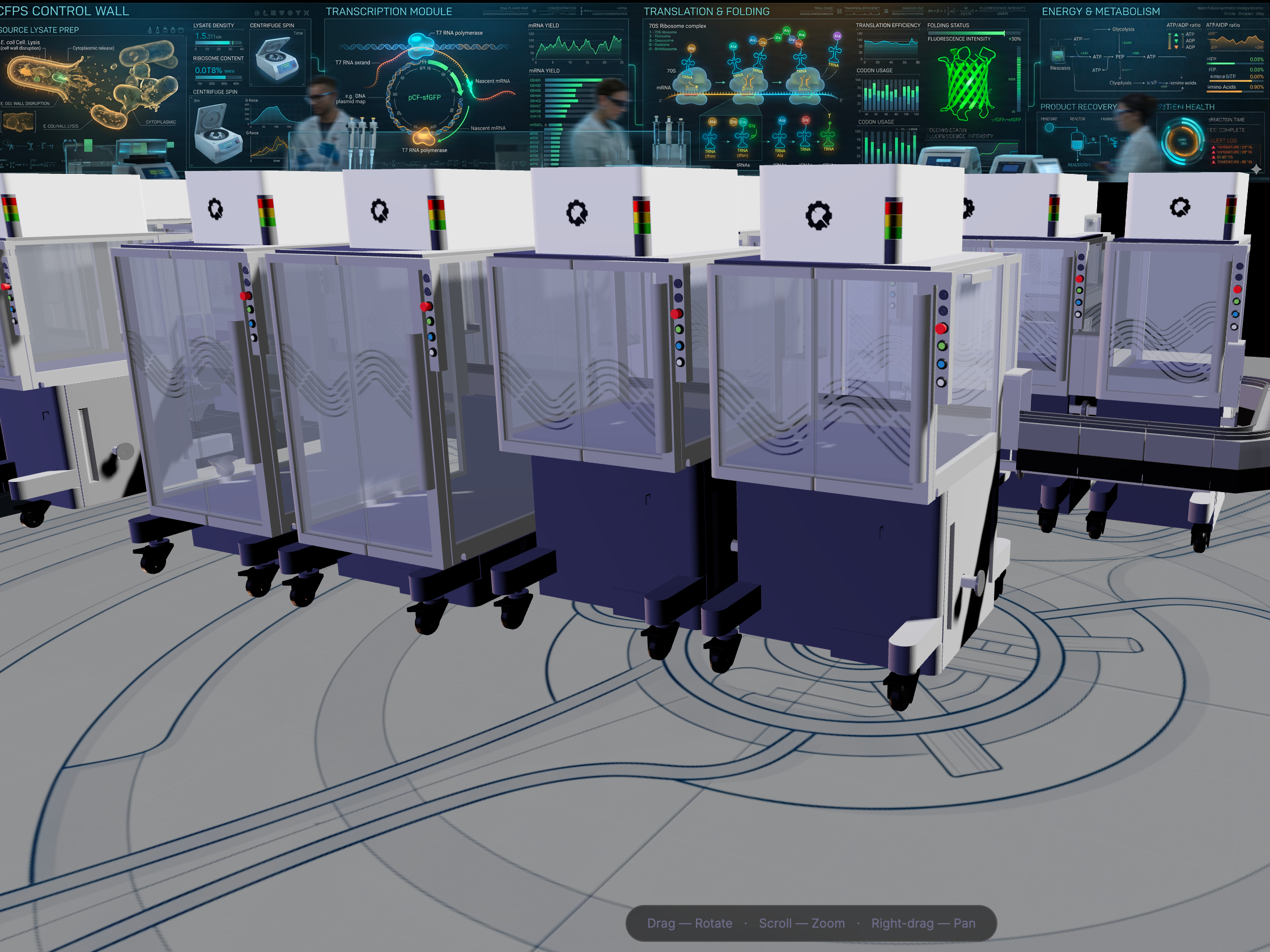 Full RACS array — circular floor plan with CFPS Control Wall