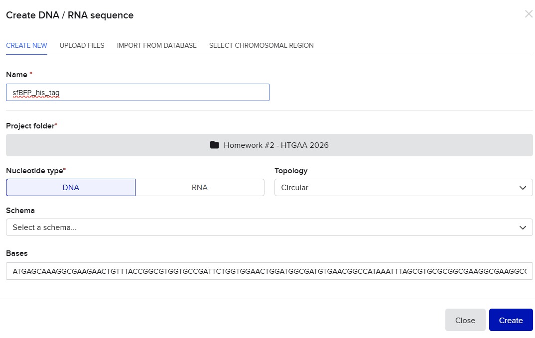 Creating the sfBFP sequence