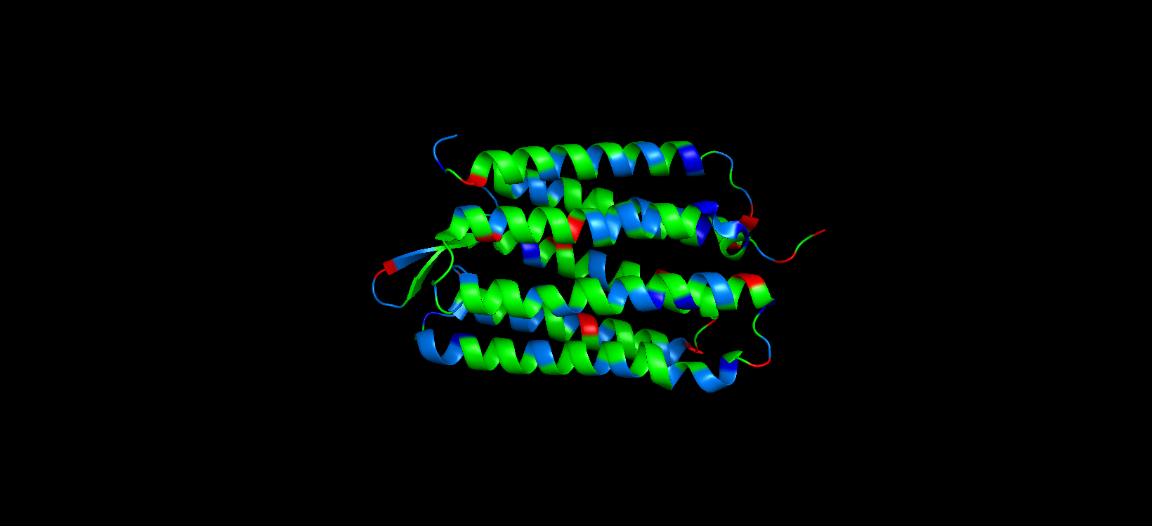 bR protein colored by residue type