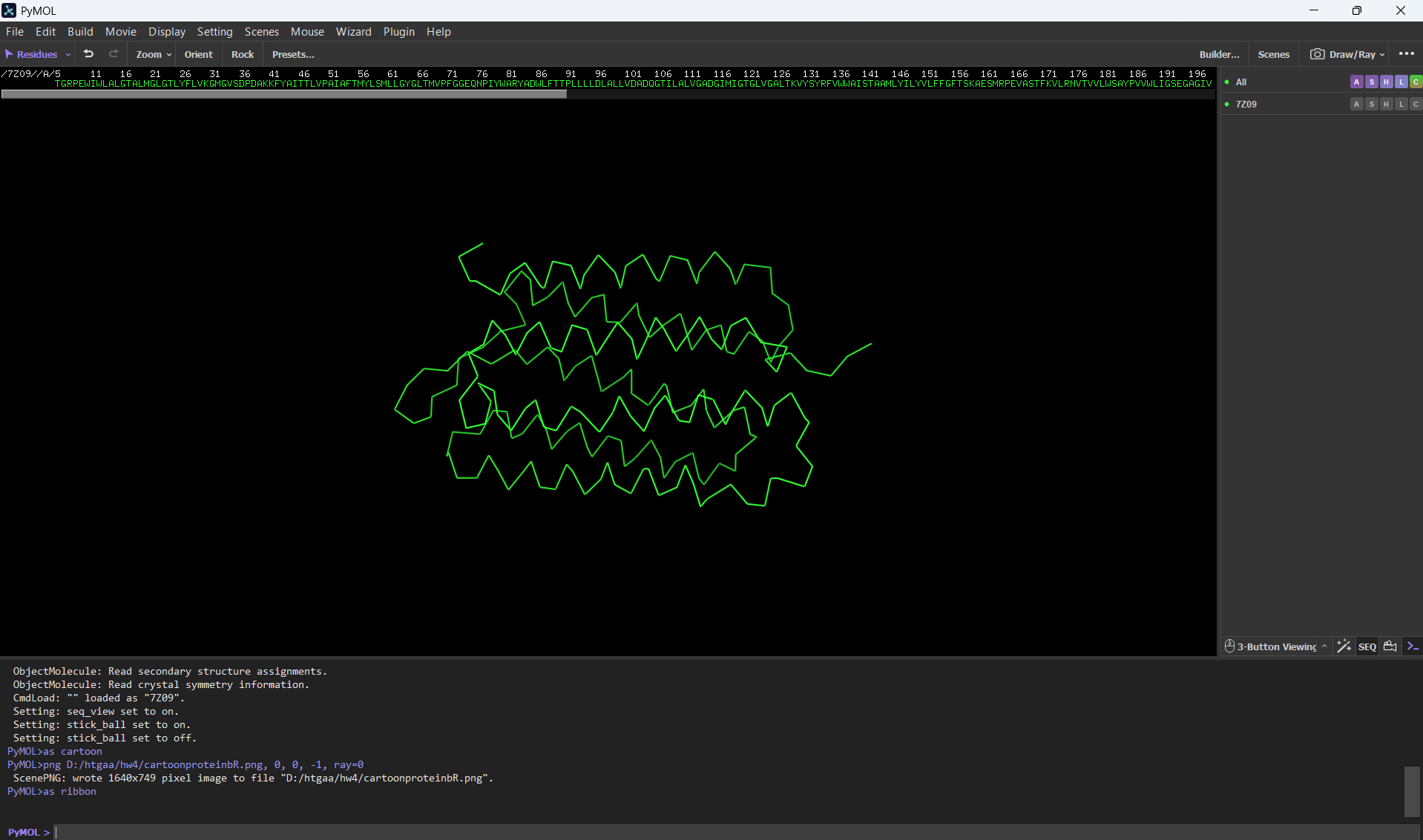 bR protein as ribbon screenshot