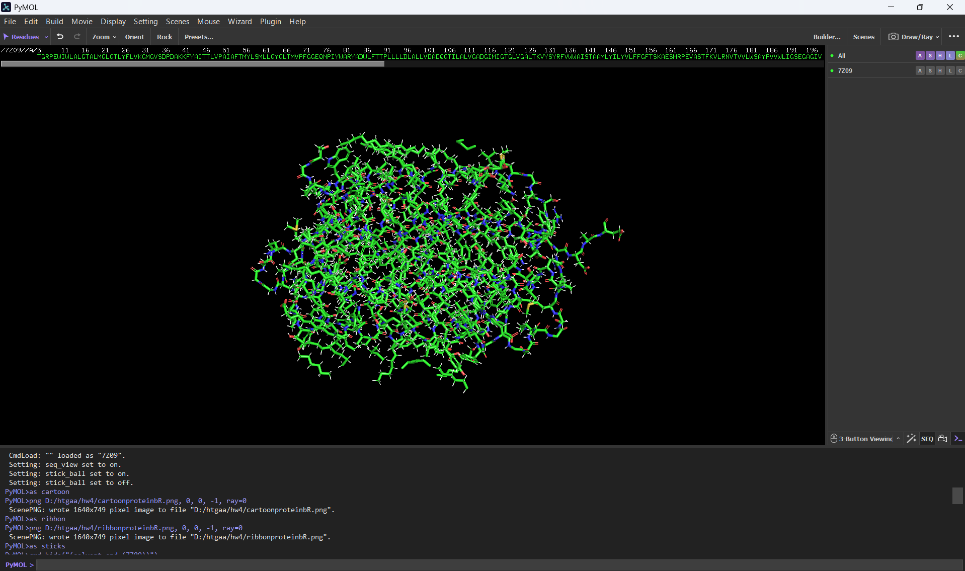 bR protein as ball and stick