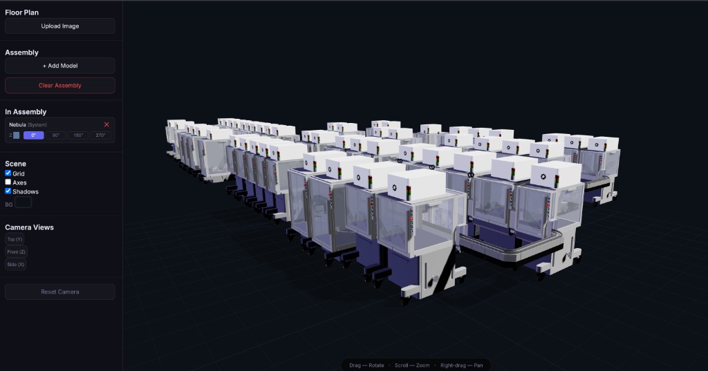Build-a-cloud-lab — optional Nebula system layout in the 3D simulator