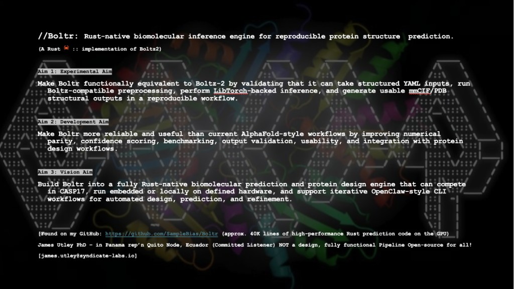 Boltr — Rust-native biomolecular inference final project slide