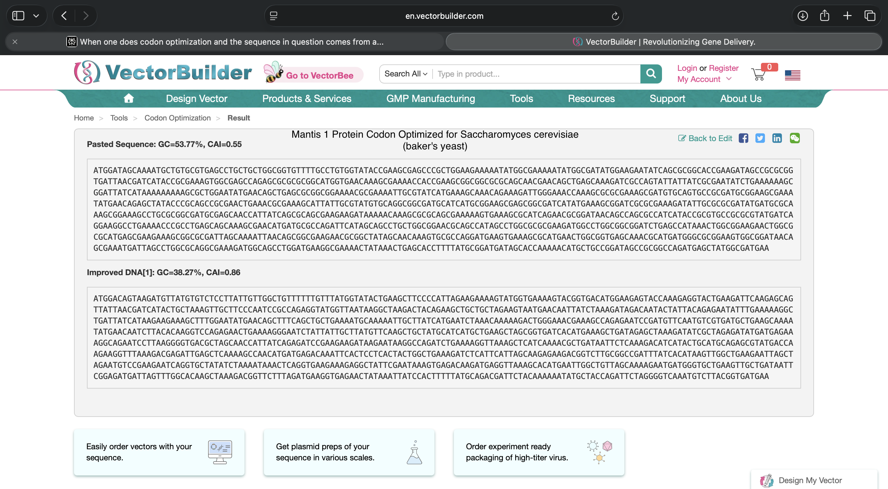 Mantis Codon Optimization