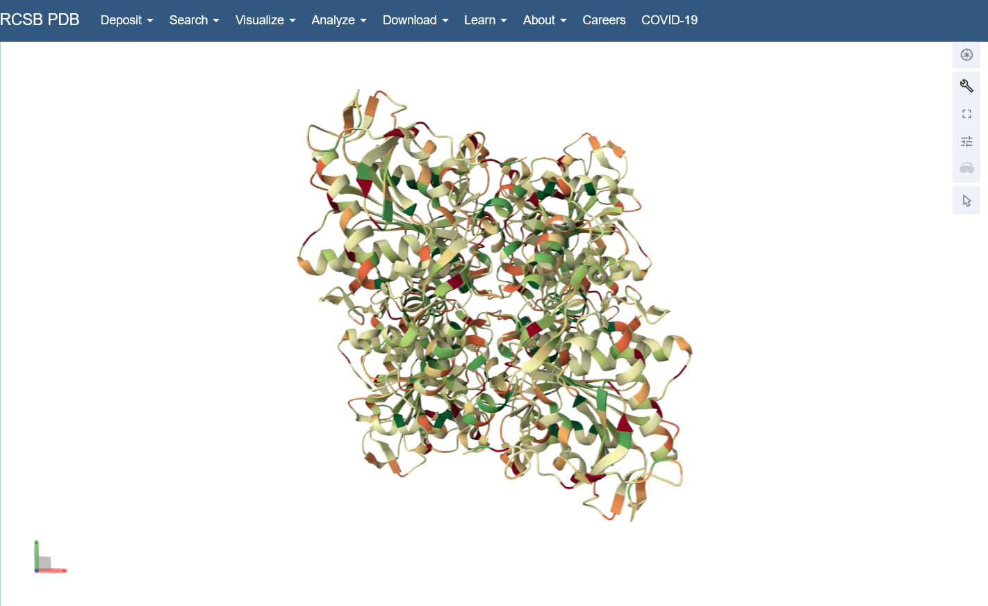 cartoon colored by hydrophobicity of residues