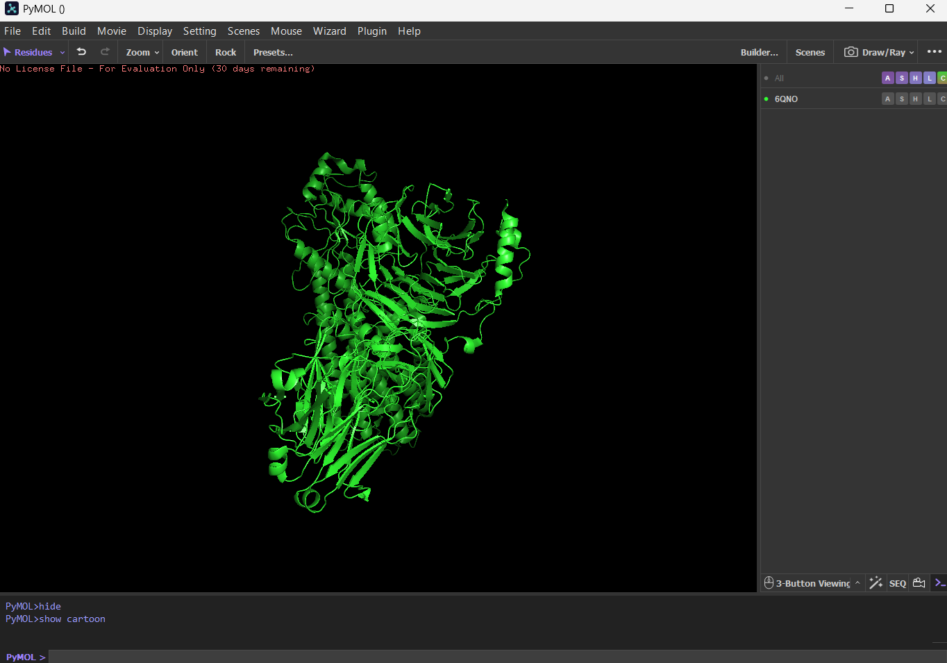 Rhodopsin Cartoon View through PyMol