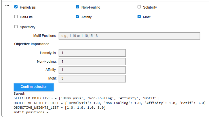 moPPIt - initially filling in parameters