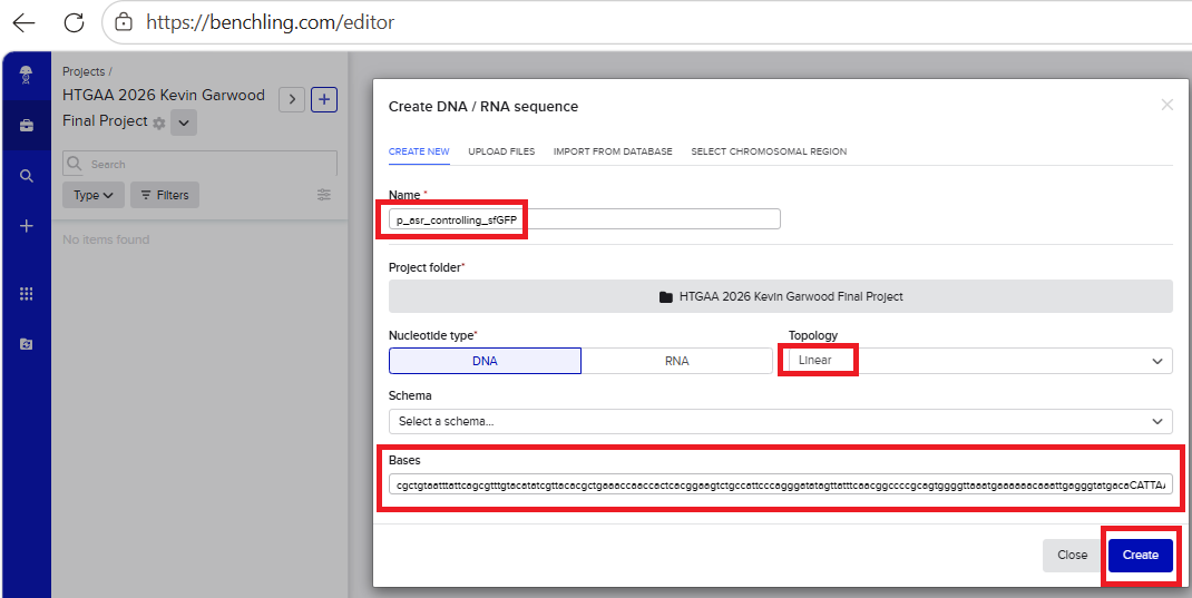 Pasting entire insert sequence into Benchling