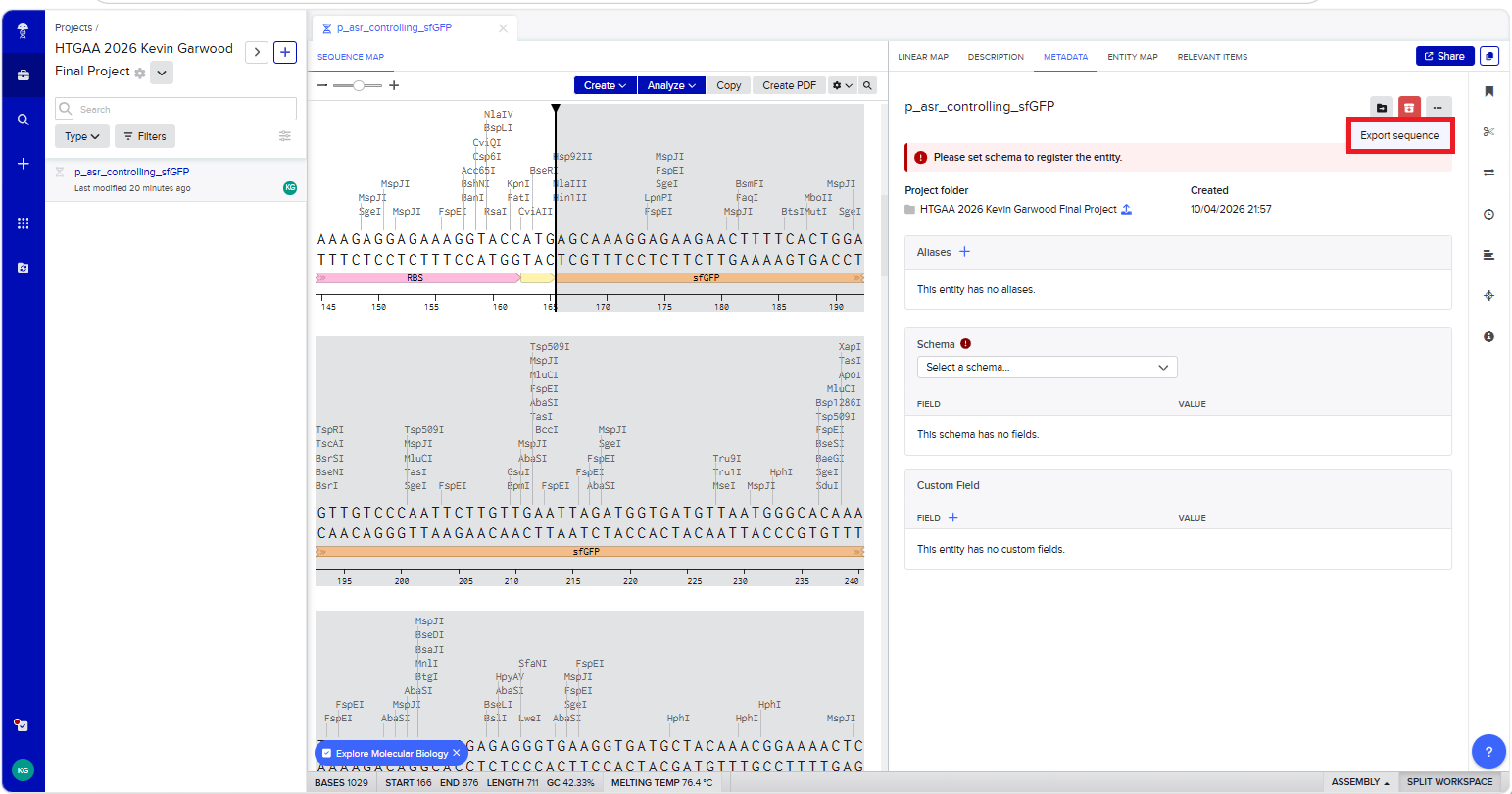 After finishing annotation, export sequence