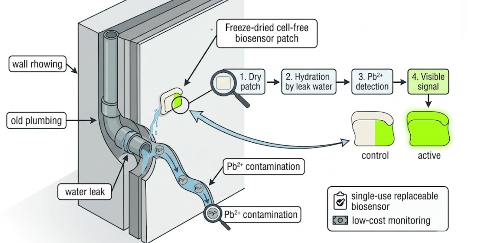 Architecture-integrated cell-free lead sensor patch