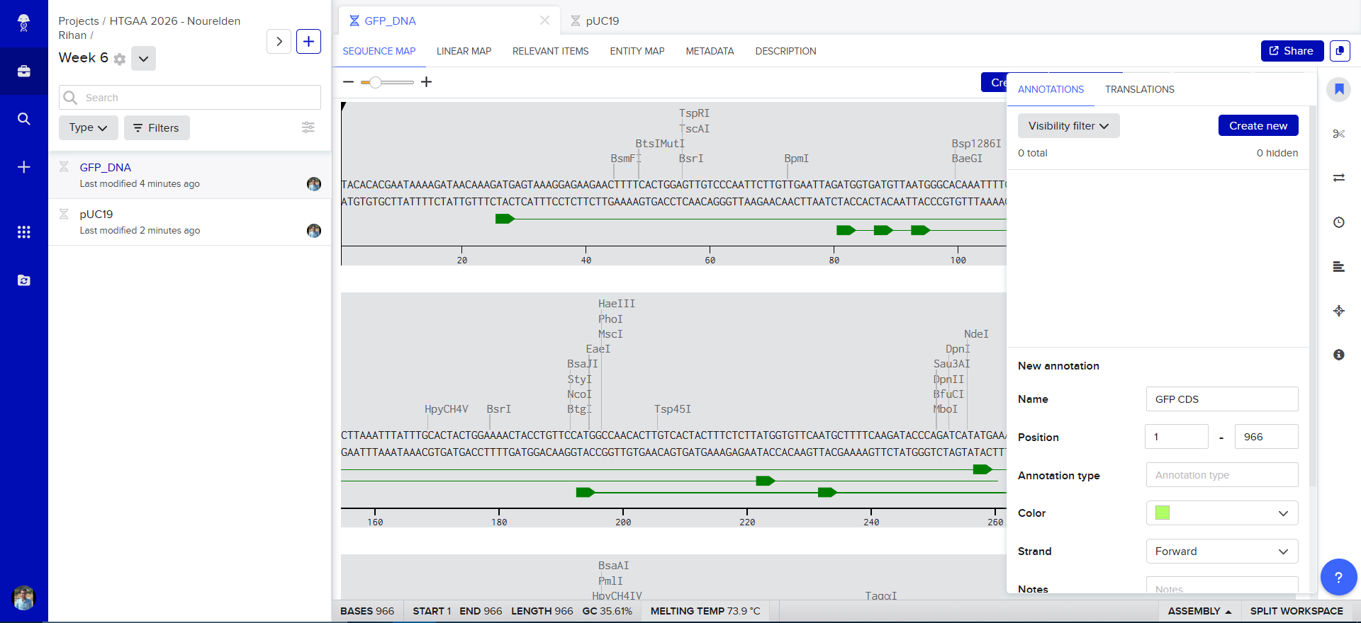 Plasmid Annotations on Benchling