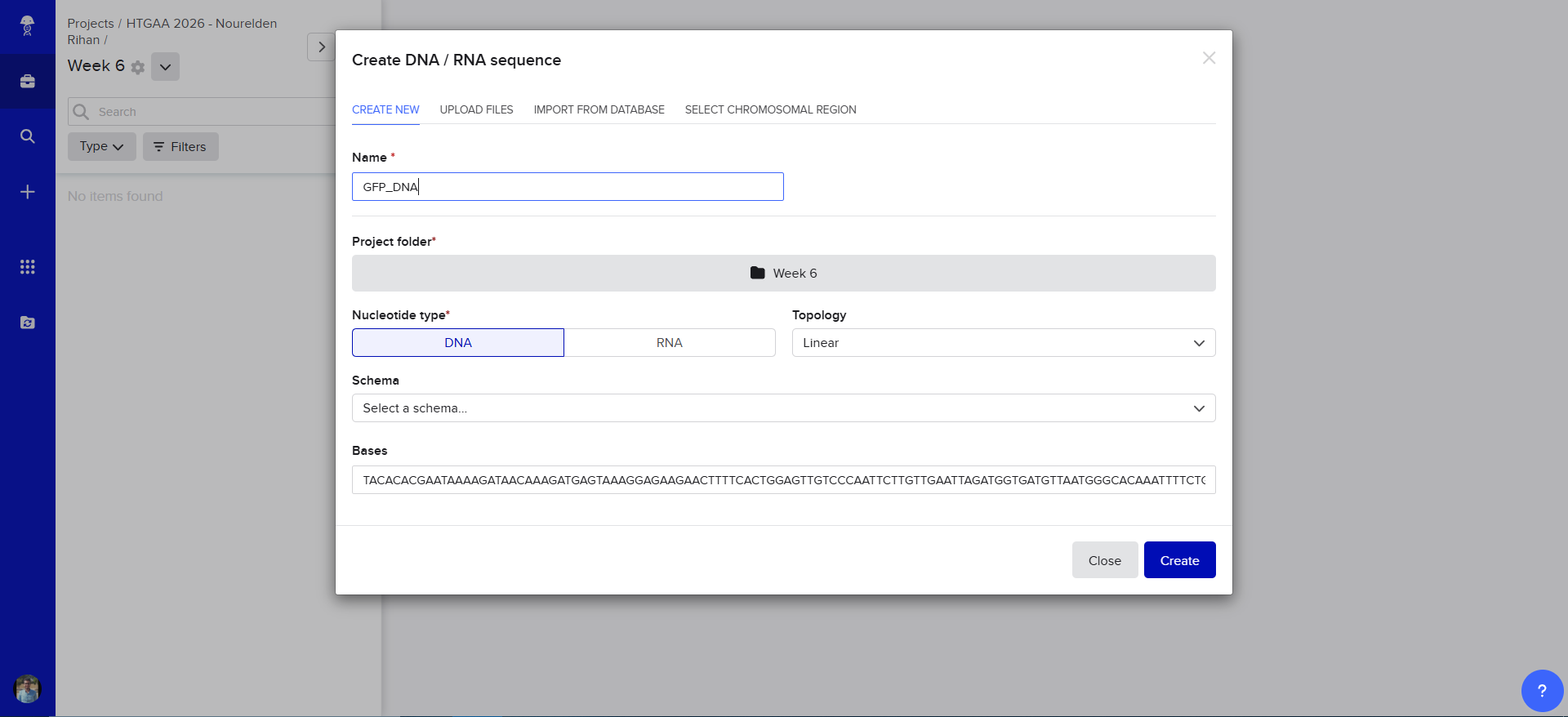 Creating GRP_DNA in Benchling