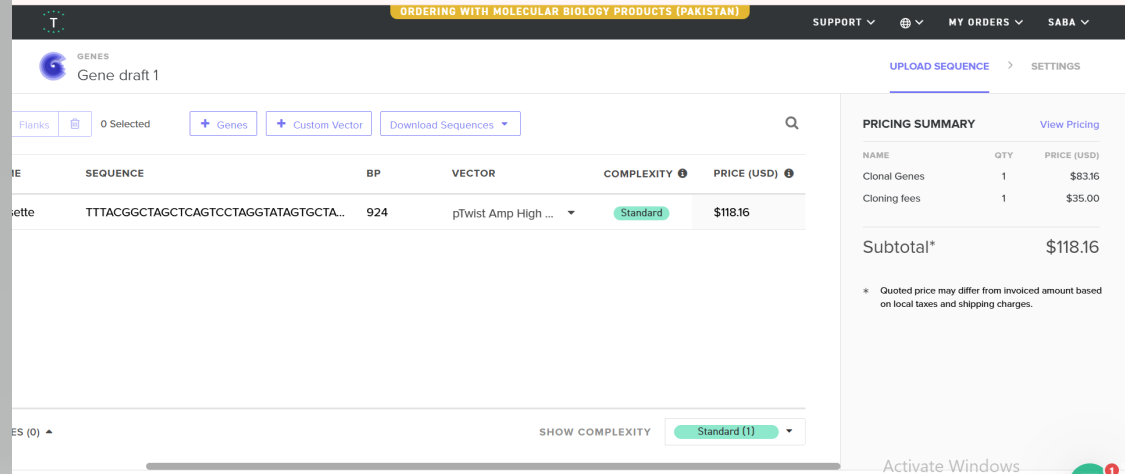 Purchase order from Twist