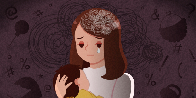 A mother experiencing postpartum depression