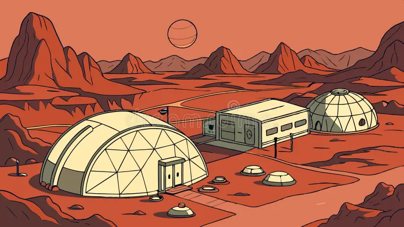 Concept of a Martian habitat with melanin domes