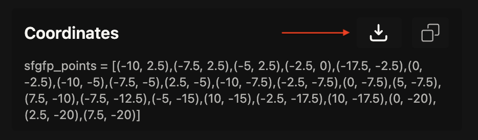 Use the download icon pointed to by the red arrow in this diagram.