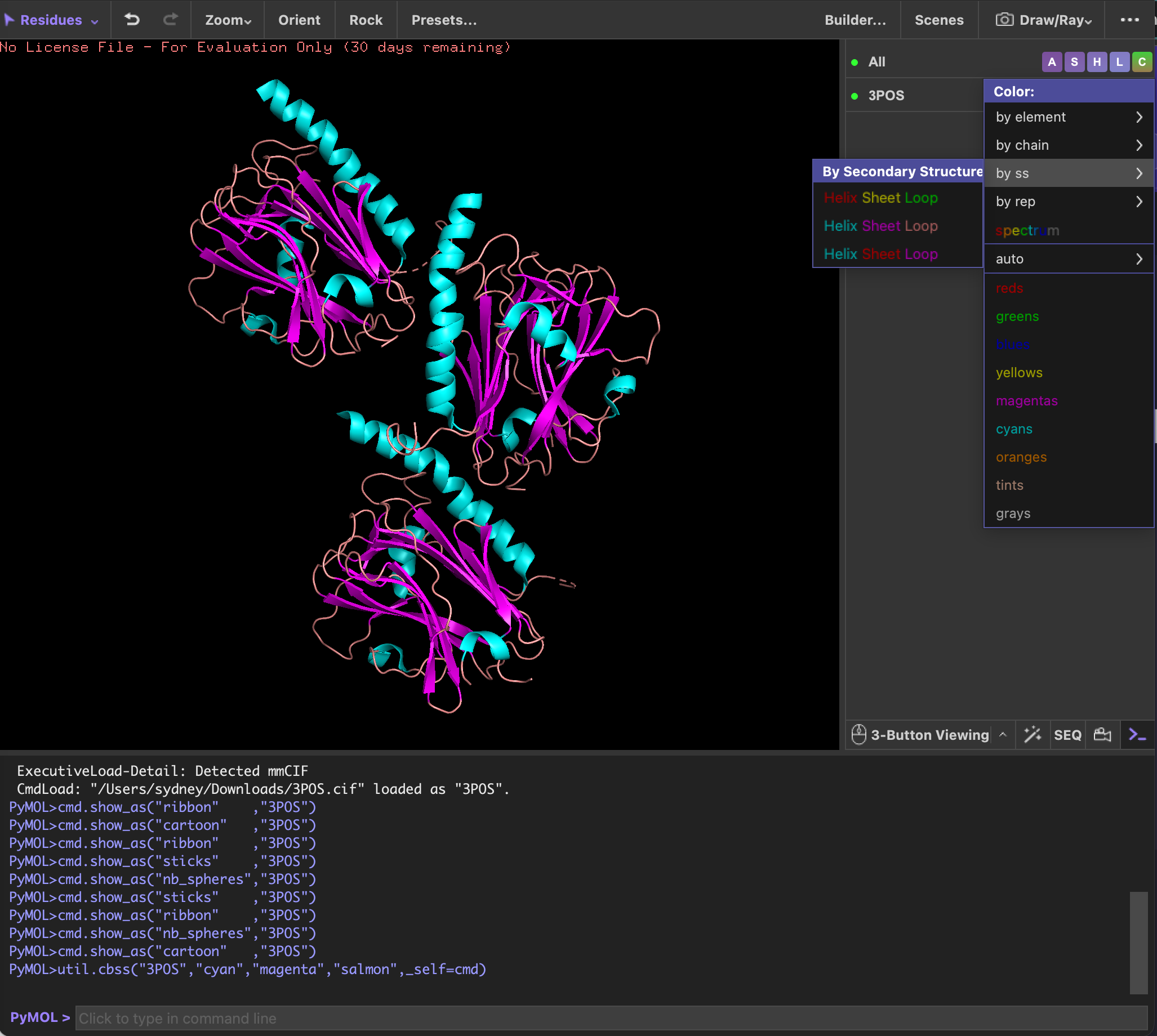 CALR Colored by secondary strucure