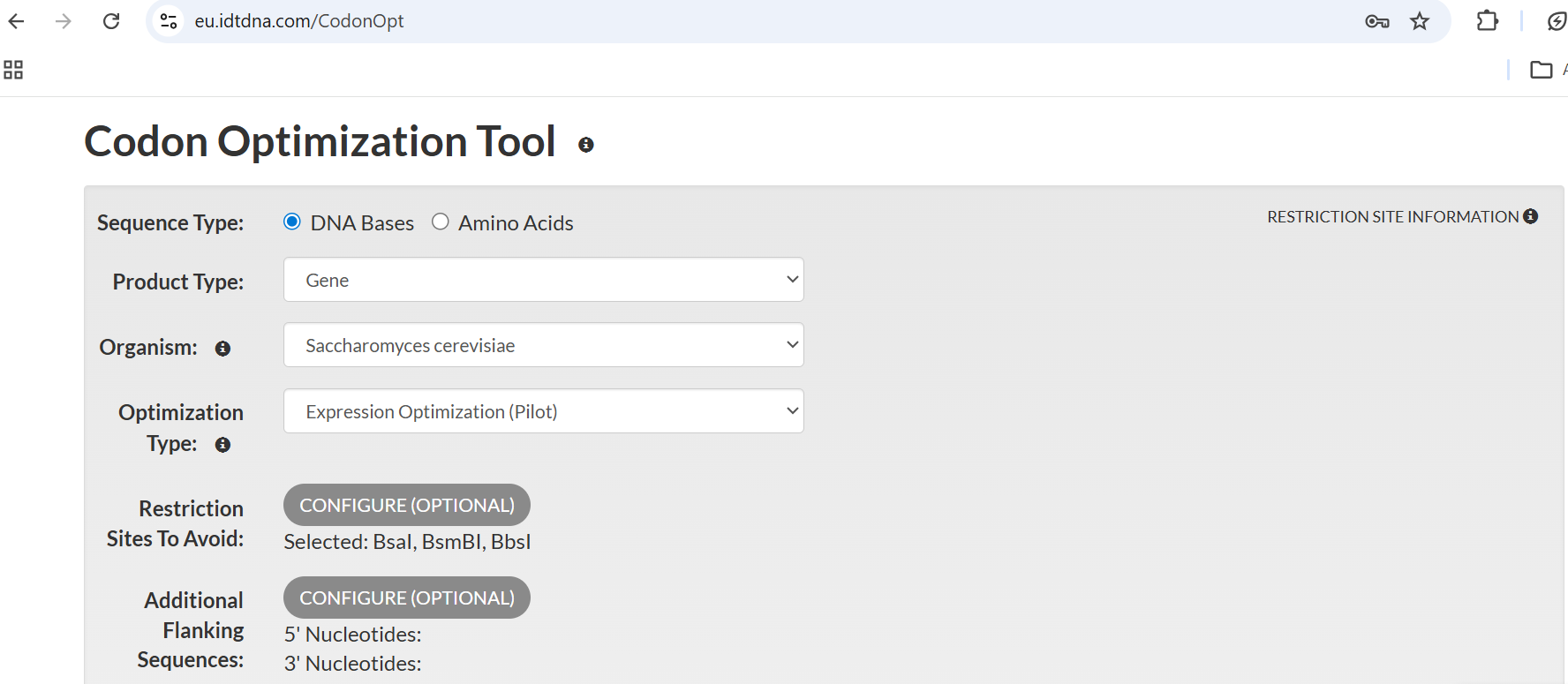 IDT Codon Optimization Tool