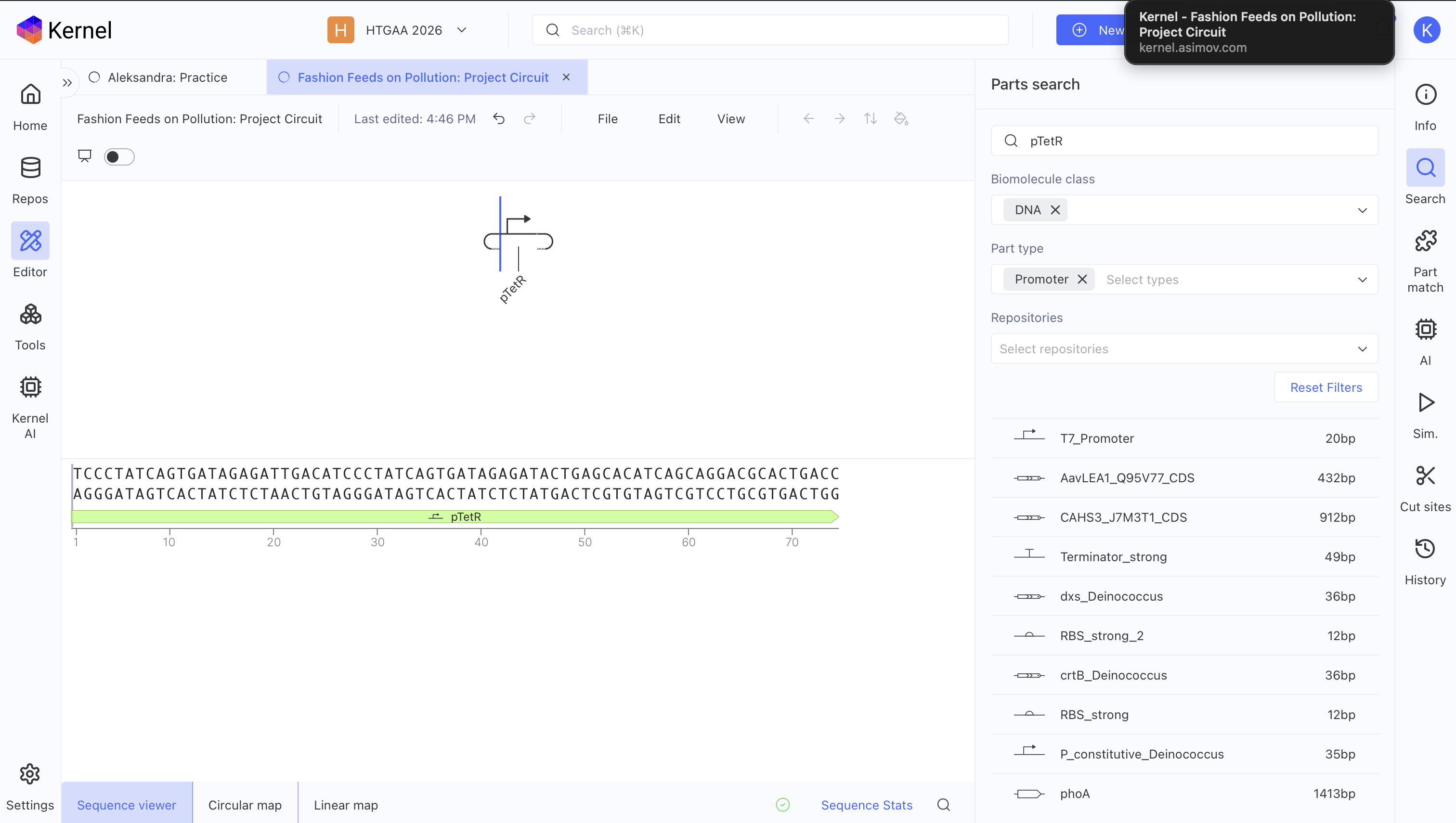 Searching for pTetR