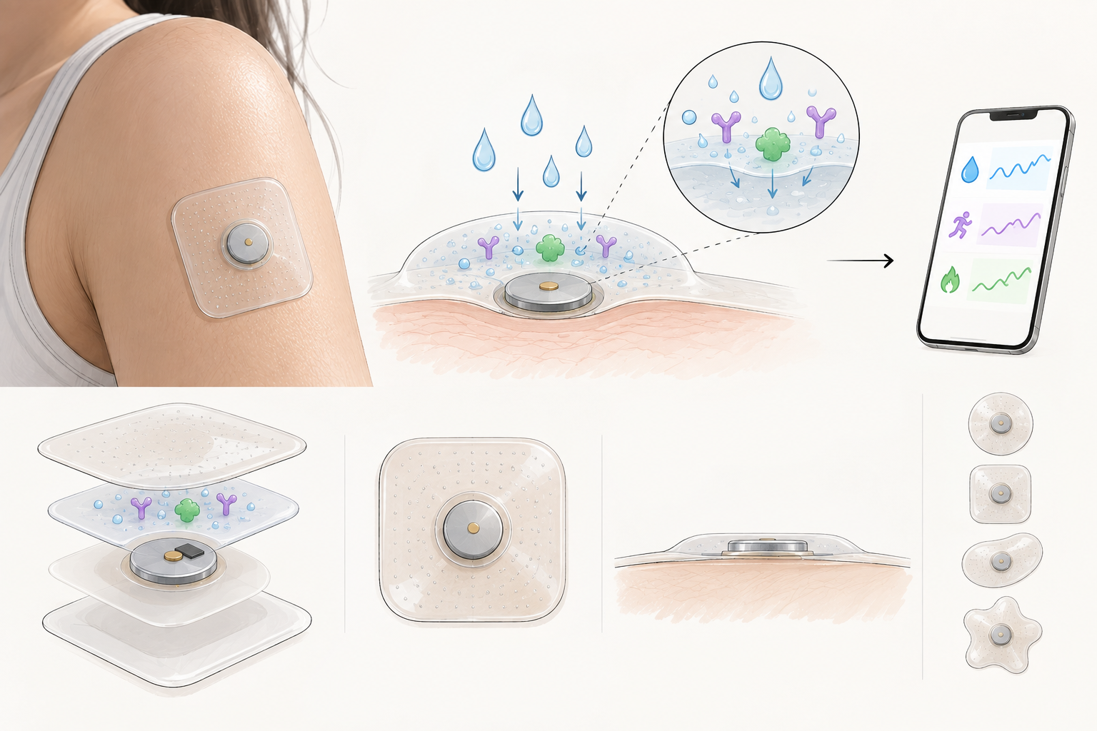 Concept for a wearable sweat biosensor patch
