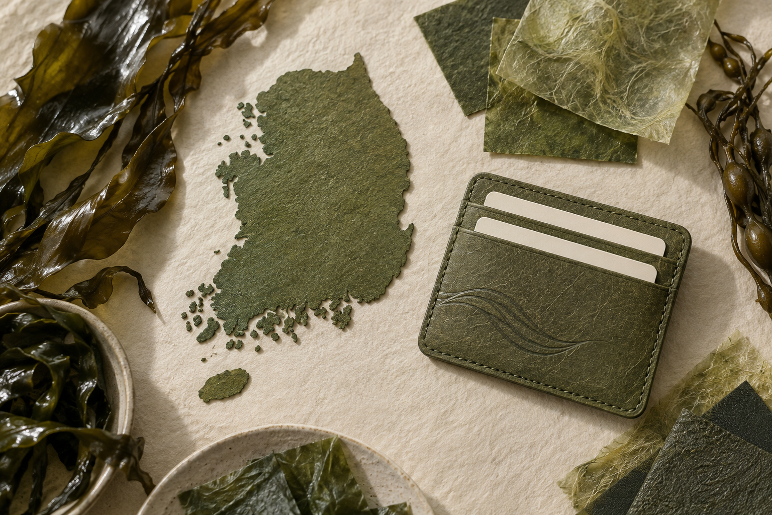 South Korea map, seaweed, and a concept cardholder