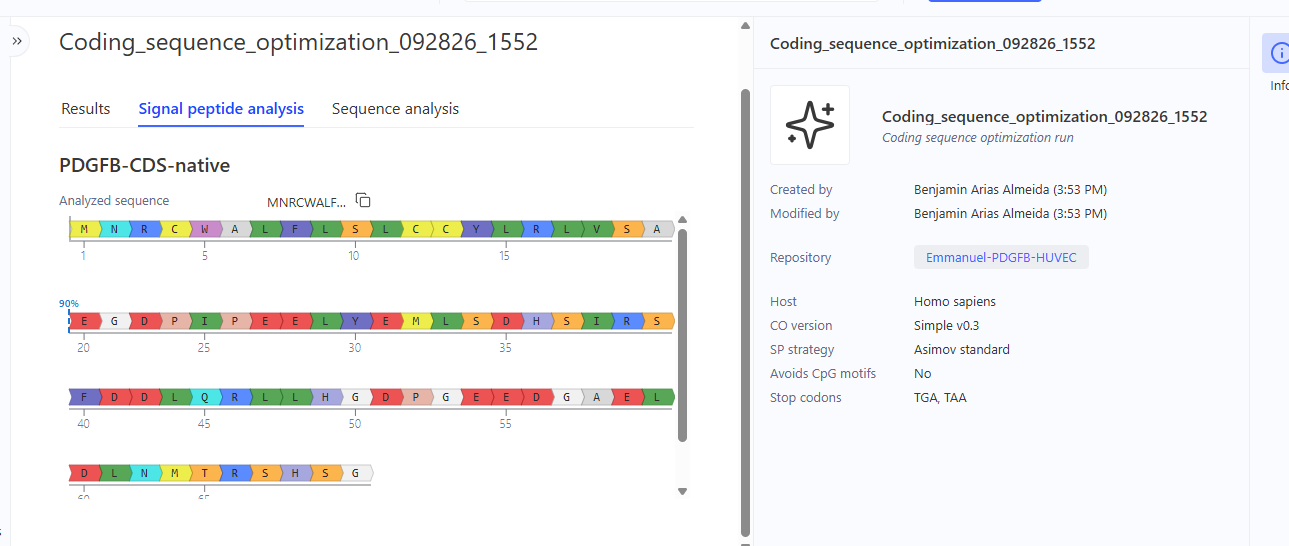P4A-4 Signal peptide analysis tab