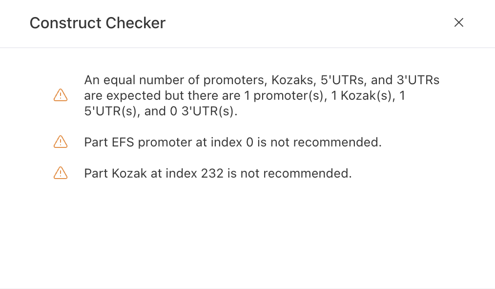 Construct Checker after corrections: three warnings