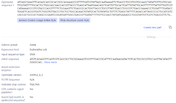 Codon optimization of the BcsA coding sequence using Kernel.