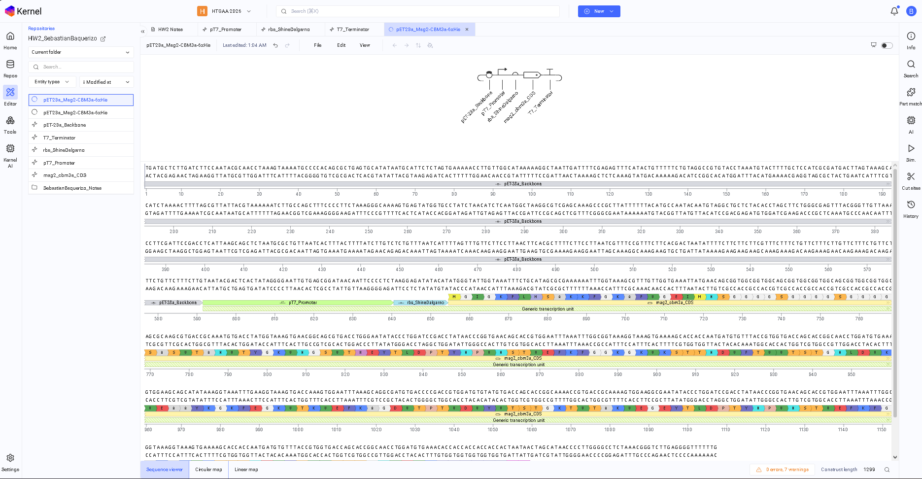 Assembled Plasmid Construct Map