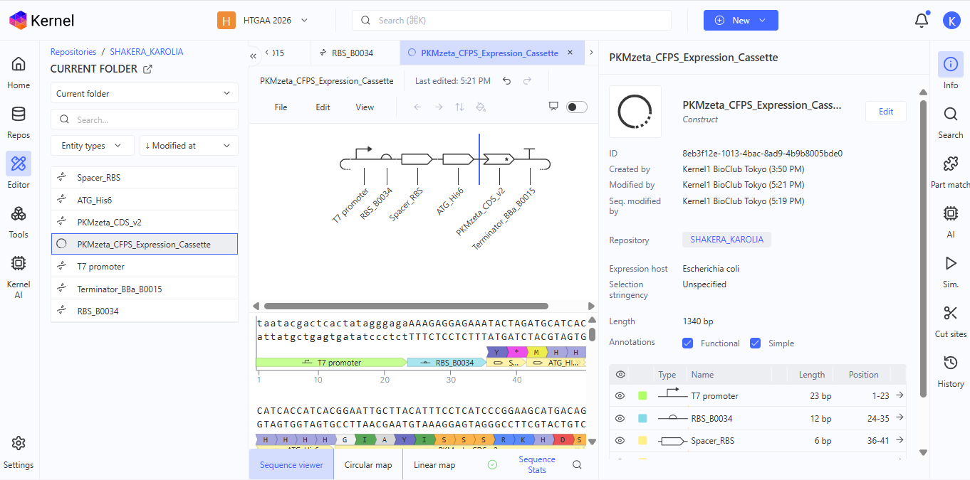 Figure 4: Construct Info panel
