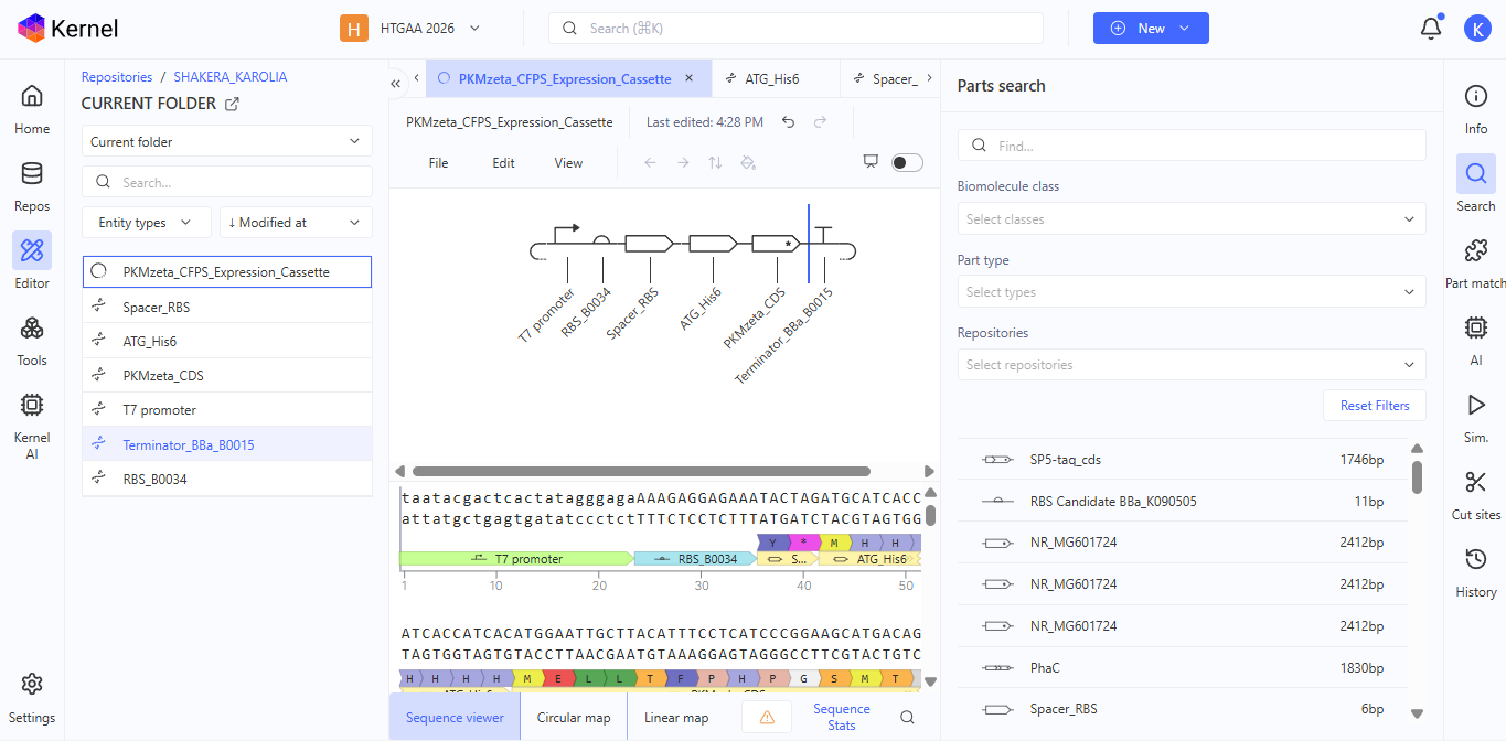 Figure 5: Sequence viewer at His6–CDS junction