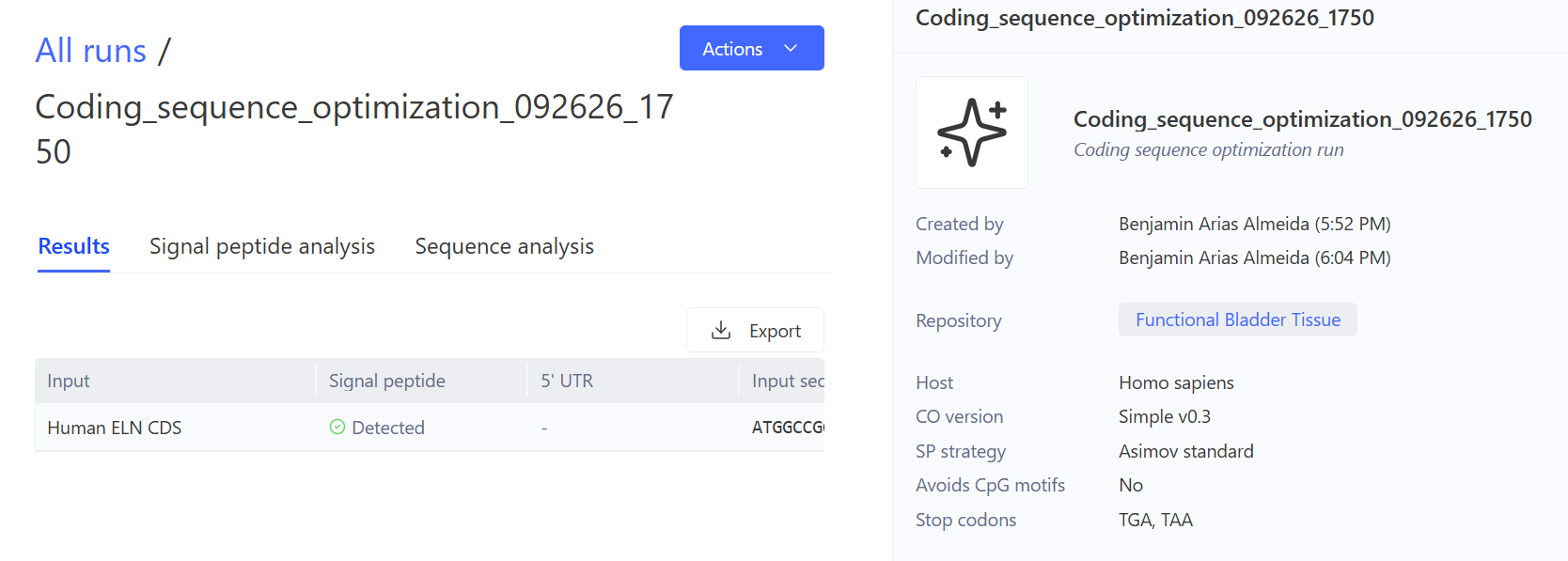 Kernel codon optimization settings