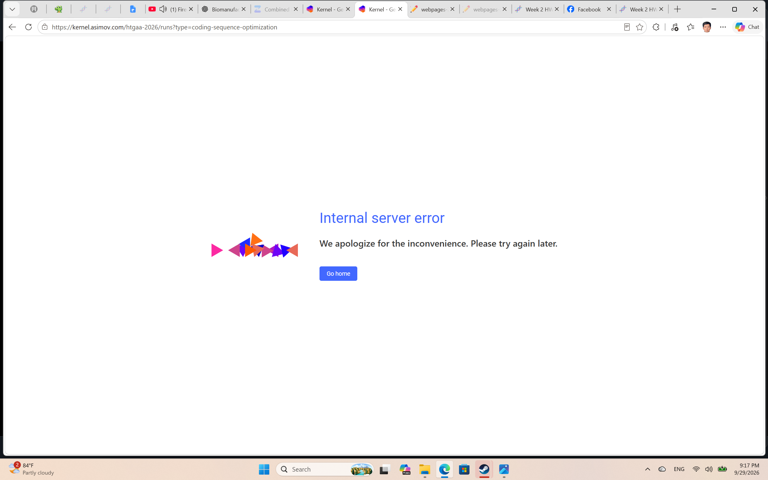 Kernel codon optimization error
